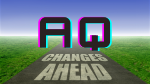 An "AQ" indicating Adaptability Quotient. Road with changes ahead.