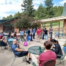 Crowd of People In Courtyard